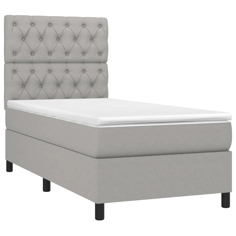 Sommier à lattes de lit avec matelas Gris clair 80x200 cm Tissu - 3