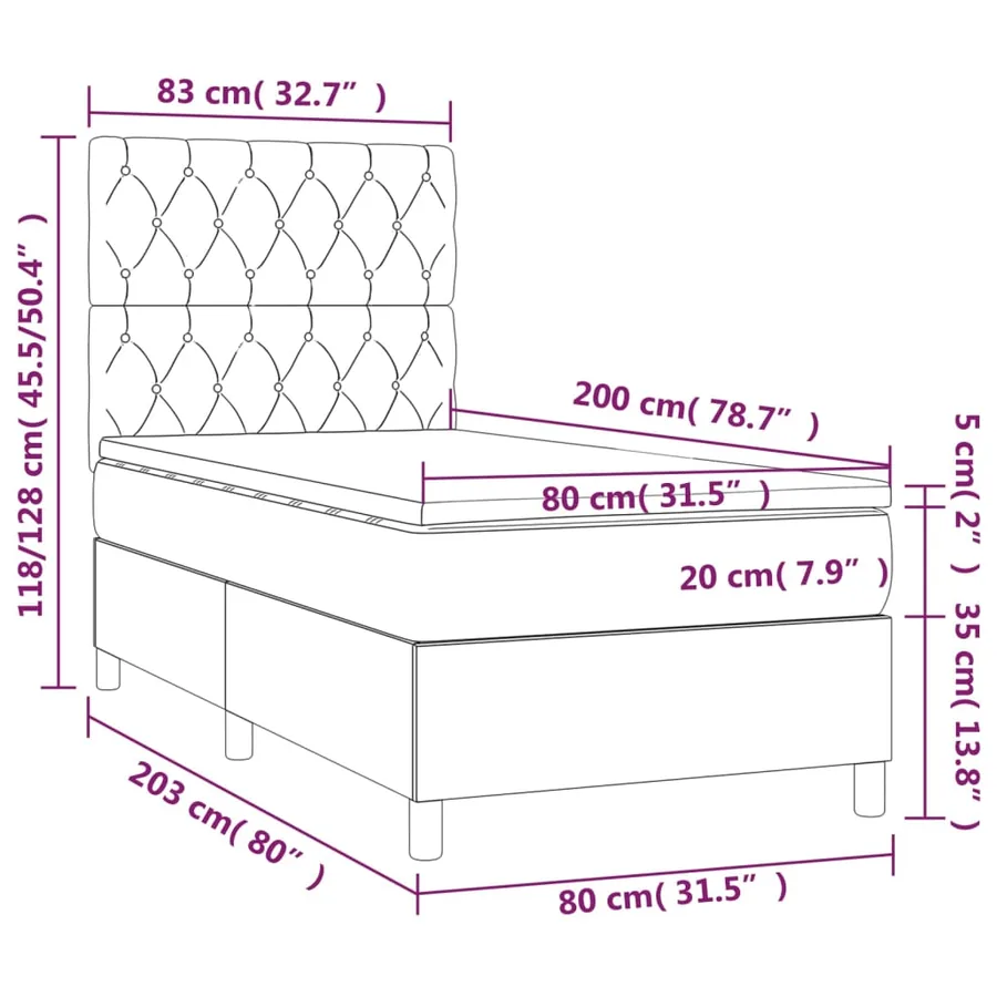 Sommier à lattes de lit avec matelas Gris clair 80x200 cm Tissu - 6
