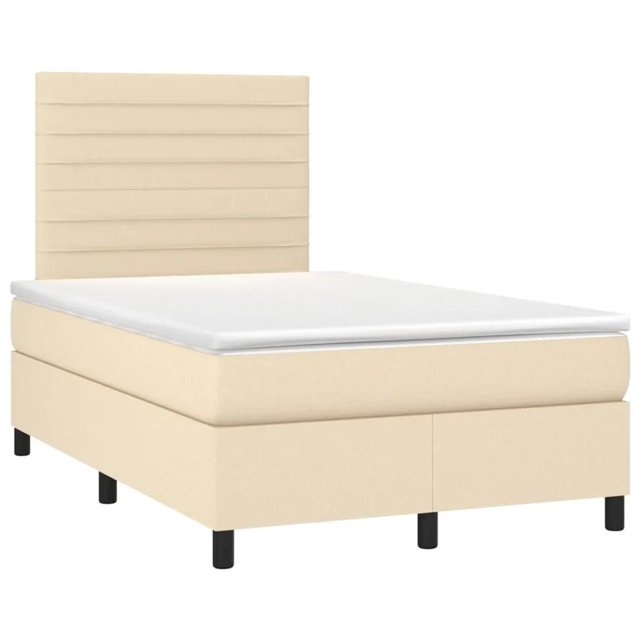 Sommier à lattes de lit avec matelas Crème 120x200 cm Tissu - 3