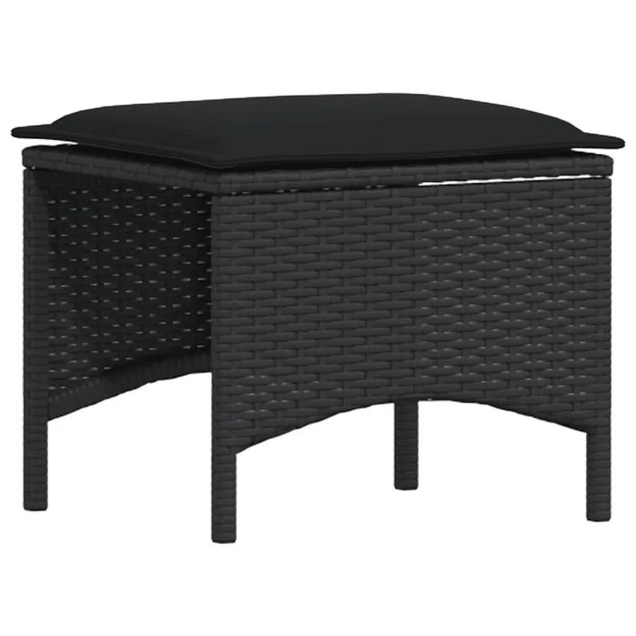Salon de jardin 4 pcs avec coussins forme L noir résine tressée - 8