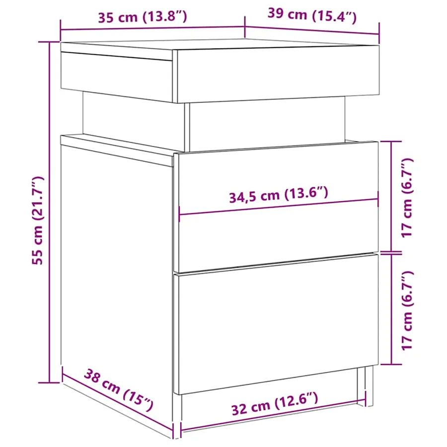 Cabinet de chevet avec tiroir 2 pcs Chêne noir 35 x 39 x 55 cm - 14