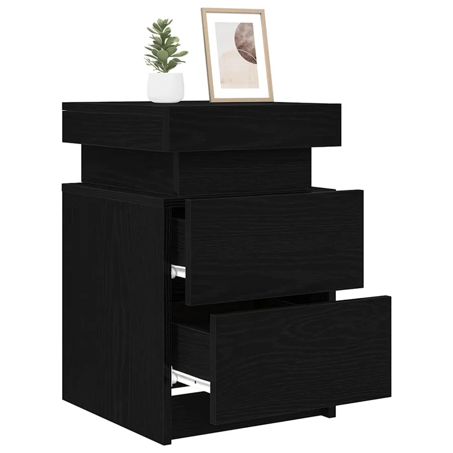 Cabinet de chevet avec tiroir 2 pcs Chêne noir 35 x 39 x 55 cm - 3