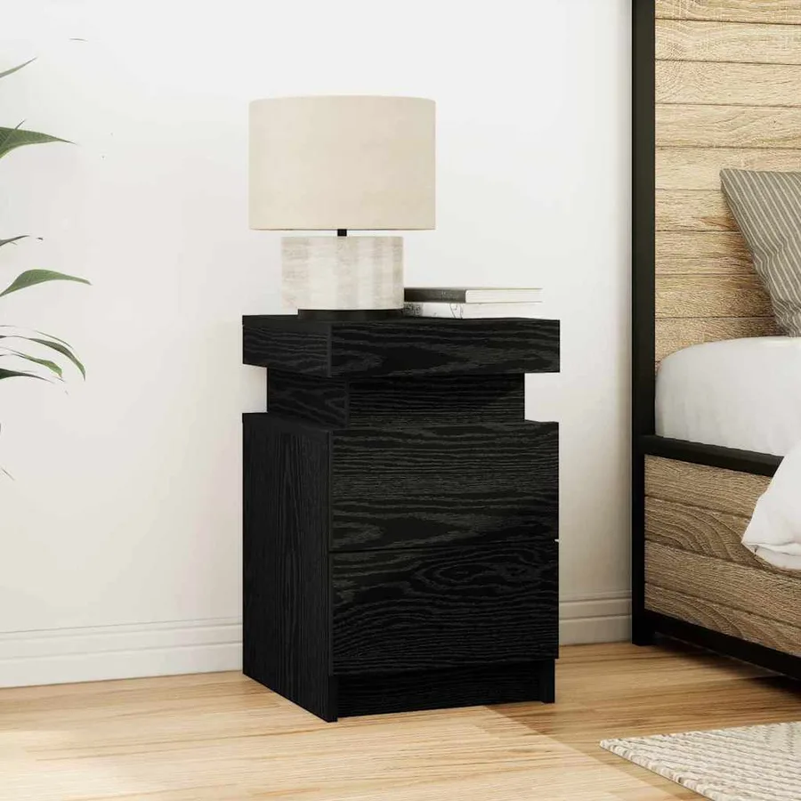 Cabinet de chevet avec tiroir 2 pcs Chêne noir 35 x 39 x 55 cm - 4