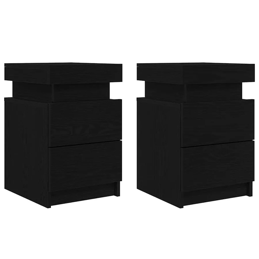 Cabinet de chevet avec tiroir 2 pcs Chêne noir 35 x 39 x 55 cm - 7