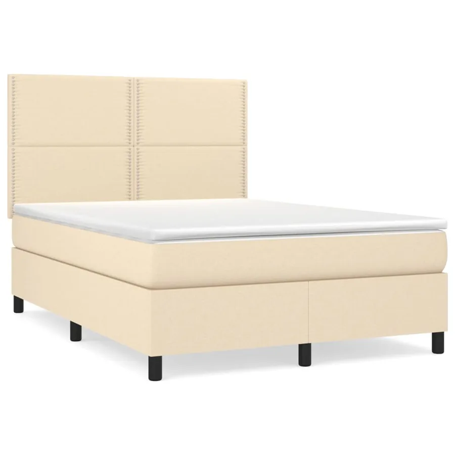 Sommier à lattes de lit avec matelas Crème 140x200 cm Tissu - 2