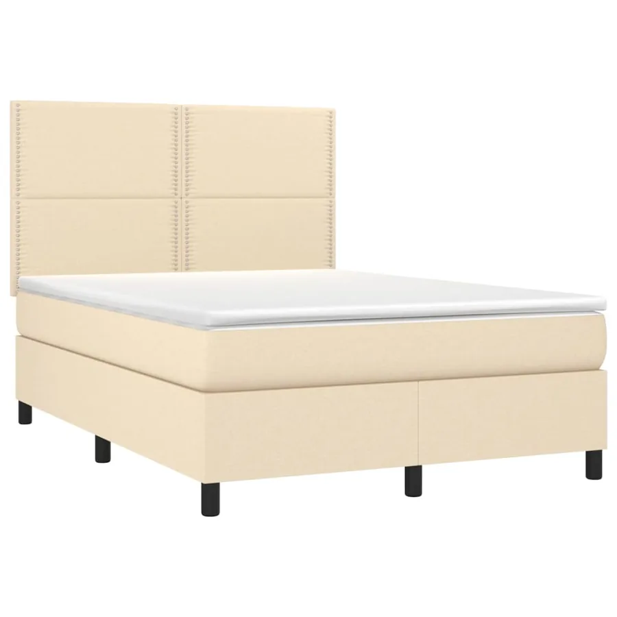 Sommier à lattes de lit avec matelas Crème 140x200 cm Tissu - 3