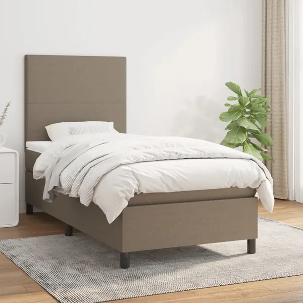 Sommier à lattes de lit avec matelas Taupe 90x190 cm Tissu