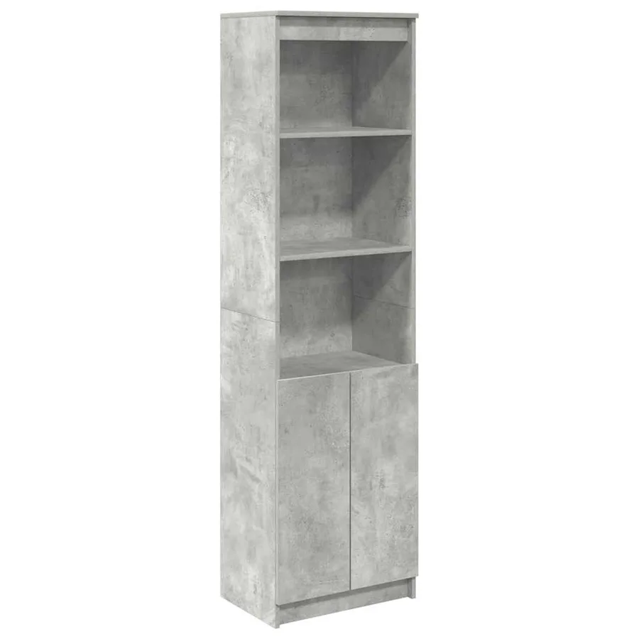 Buffet haut gris béton 50x35x180 cm bois d'ingénierie - 2