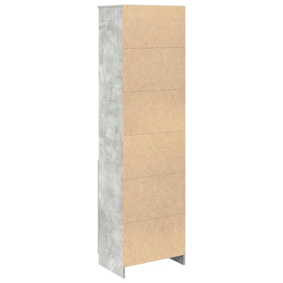Buffet haut gris béton 50x35x180 cm bois d'ingénierie - 8