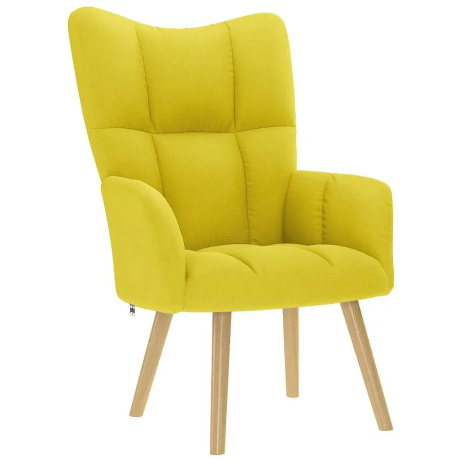 Chaise de relaxation avec repose-pied jaune clair tissu - 4