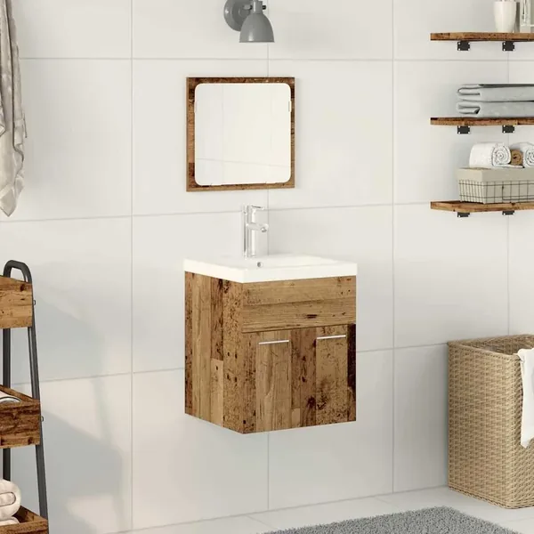 Ensemble de mobilier de salle de bain 3 pcs Bois Ancien