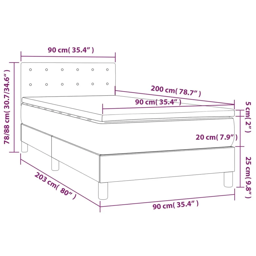 Sommier à lattes de lit avec matelas Crème 90x200 cm Similicuir - 7