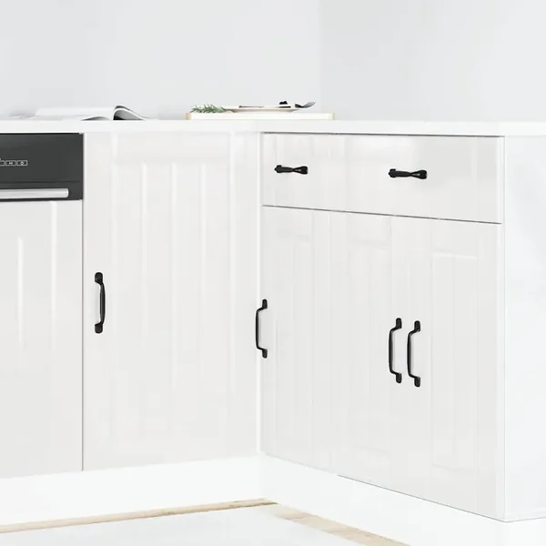 Meuble bas de cuisine « Lucca » Bois d'ingénierie blanc brillant