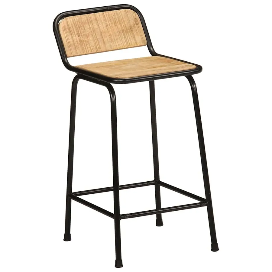 Tabourets de bar lot de 2 bois massif manguier brut - 10