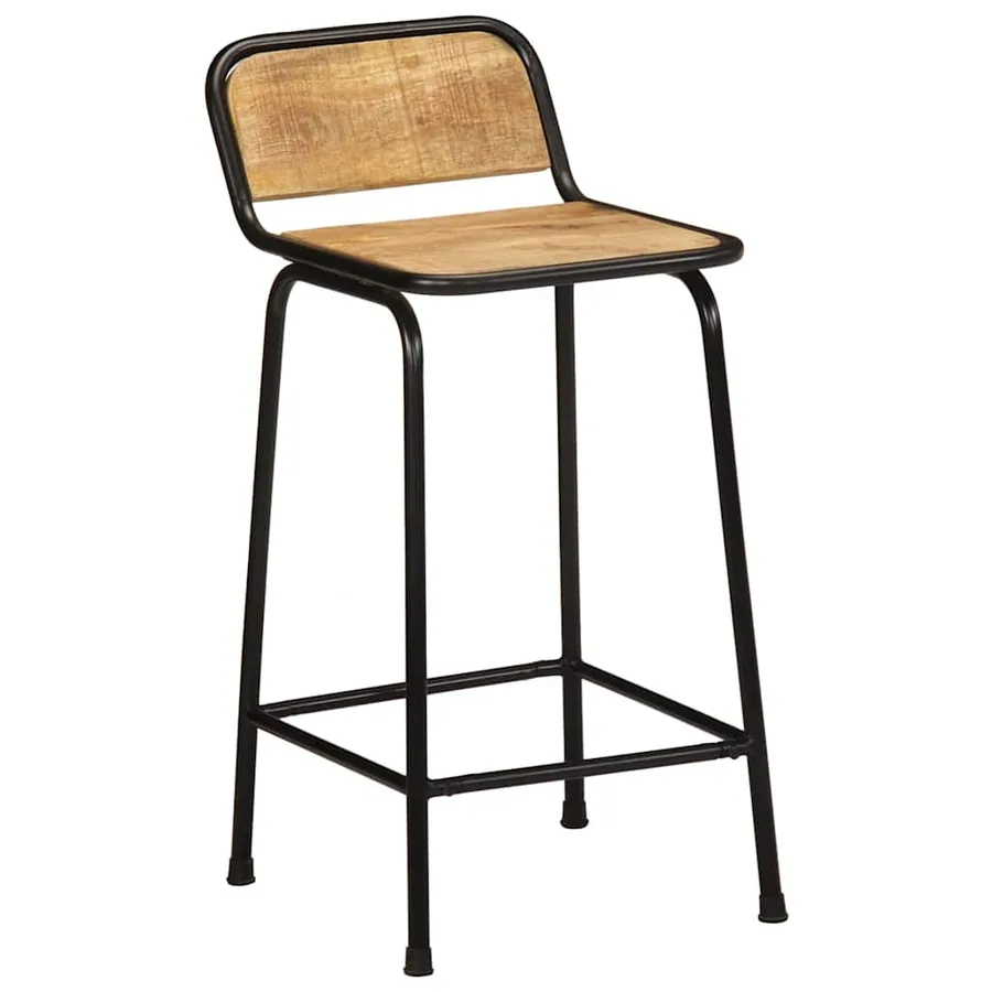 Tabourets de bar lot de 2 bois massif manguier brut - 11