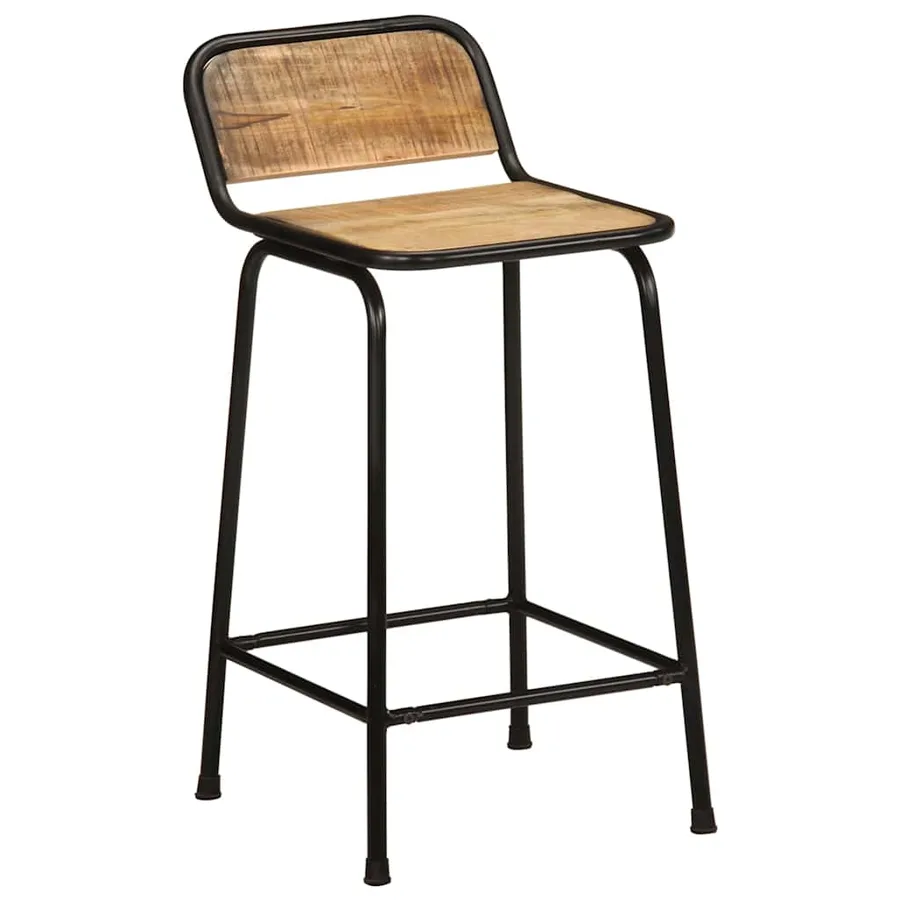Tabourets de bar lot de 2 bois massif manguier brut - 12