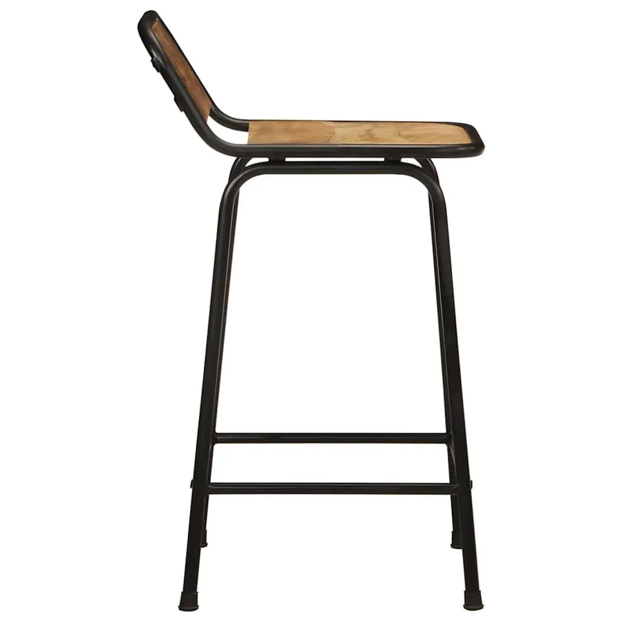 Tabourets de bar lot de 2 bois massif manguier brut - 3