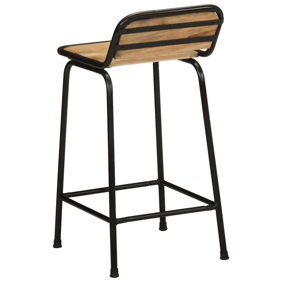 Tabourets de bar lot de 2 bois massif manguier brut - 4