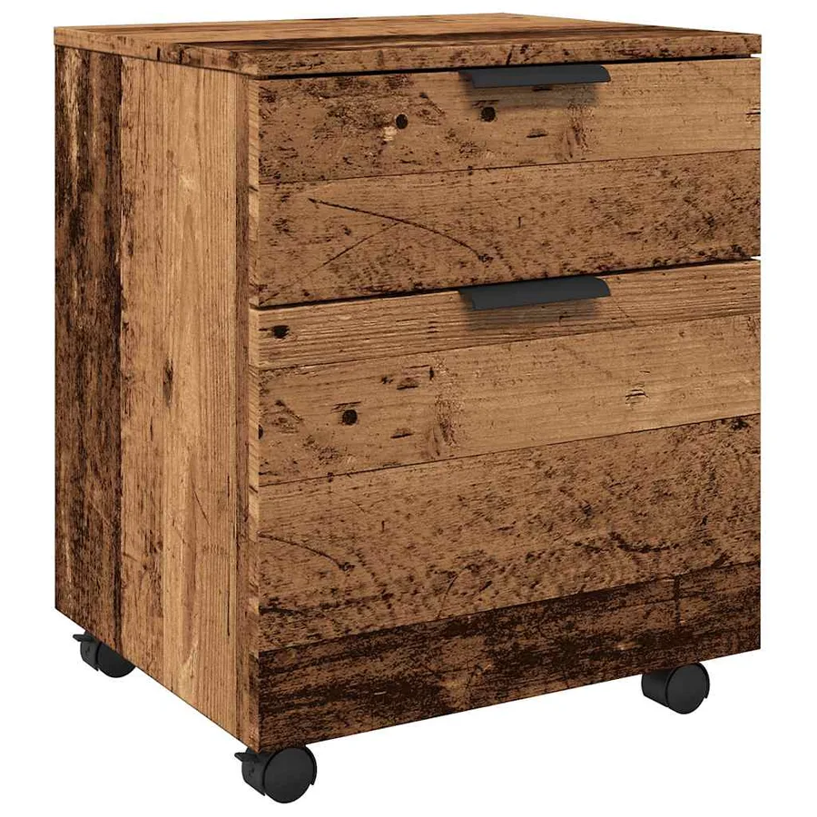 Classeur mobile roues vieux bois 45x38x54 cm bois d'ingénierie - 2