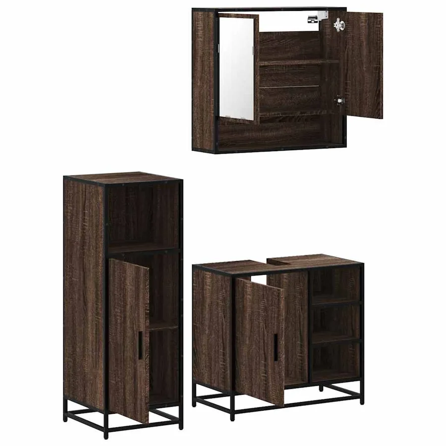 Ensemble de meubles de salle de bain 3 pcs Chêne marron - 6