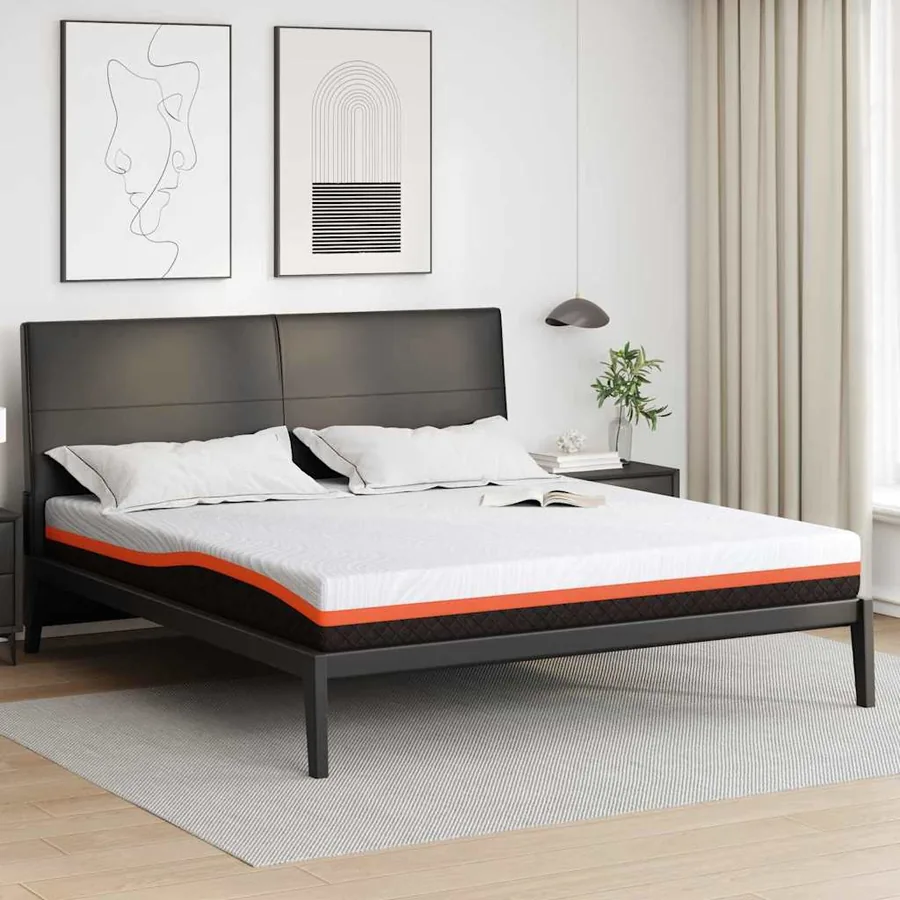 Matelas Blanc et Noir 200 x 200 cm Tissu jacquard