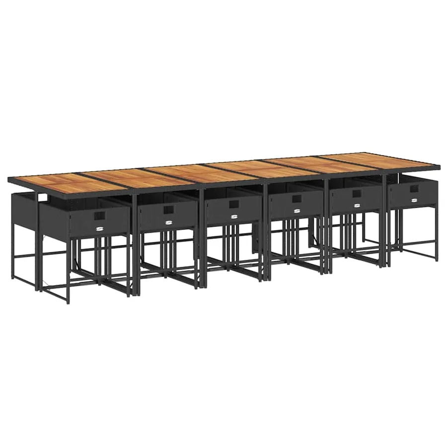 Ensemble à manger de jardin 13 pcs coussins noir résine tressée - 3