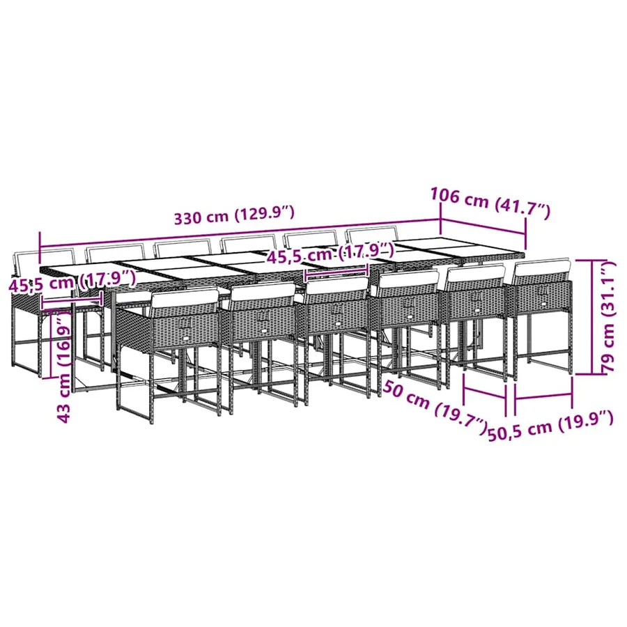 Ensemble à manger de jardin 13 pcs coussins noir résine tressée - 6