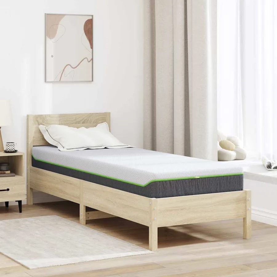 Matelas Blanc et Gris 80 x 200 cm Tissu jacquard