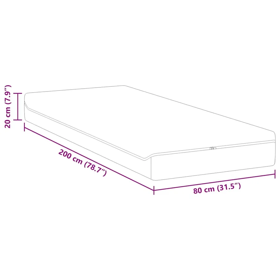 Matelas Blanc et Gris 80 x 200 cm Tissu jacquard - 11