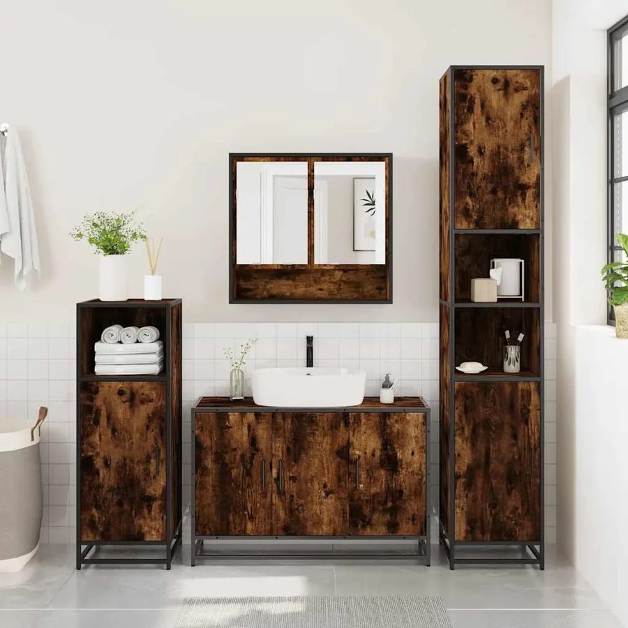Ensemble de meubles de salle de bain 3 pcs Chêne fumé - 3