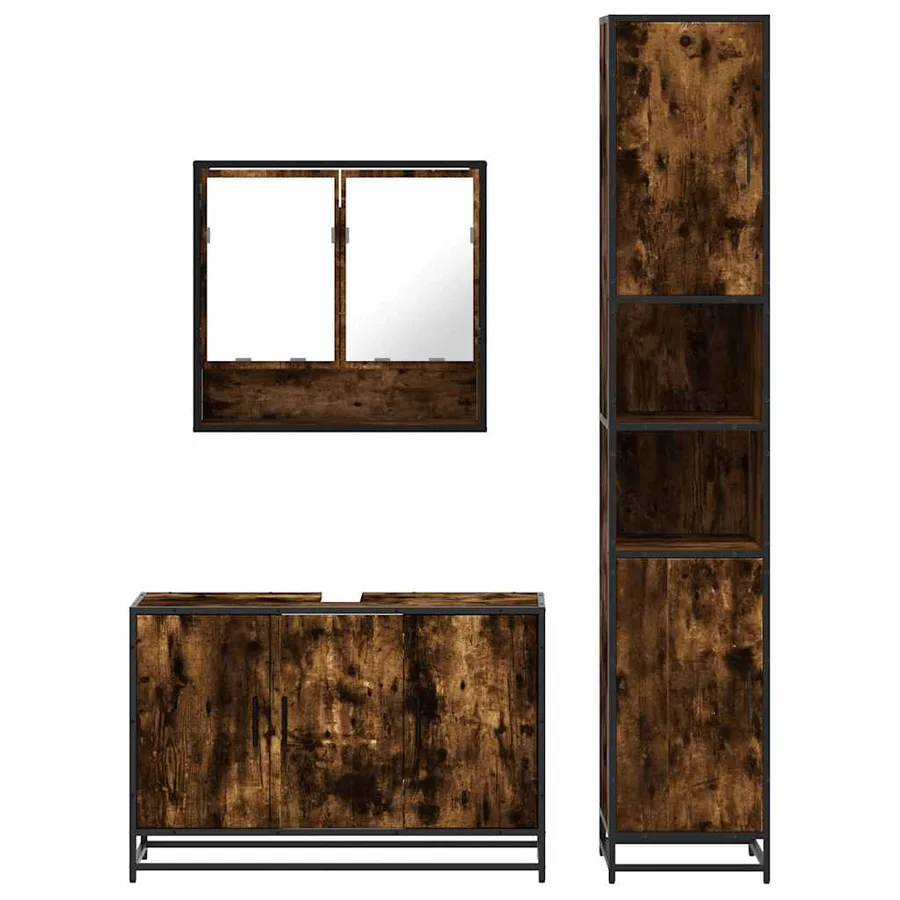 Ensemble de meubles de salle de bain 3 pcs Chêne fumé - 5