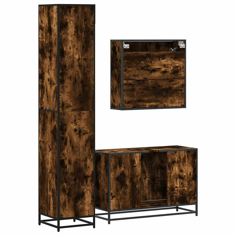 Ensemble de meubles de salle de bain 3 pcs Chêne fumé - 7
