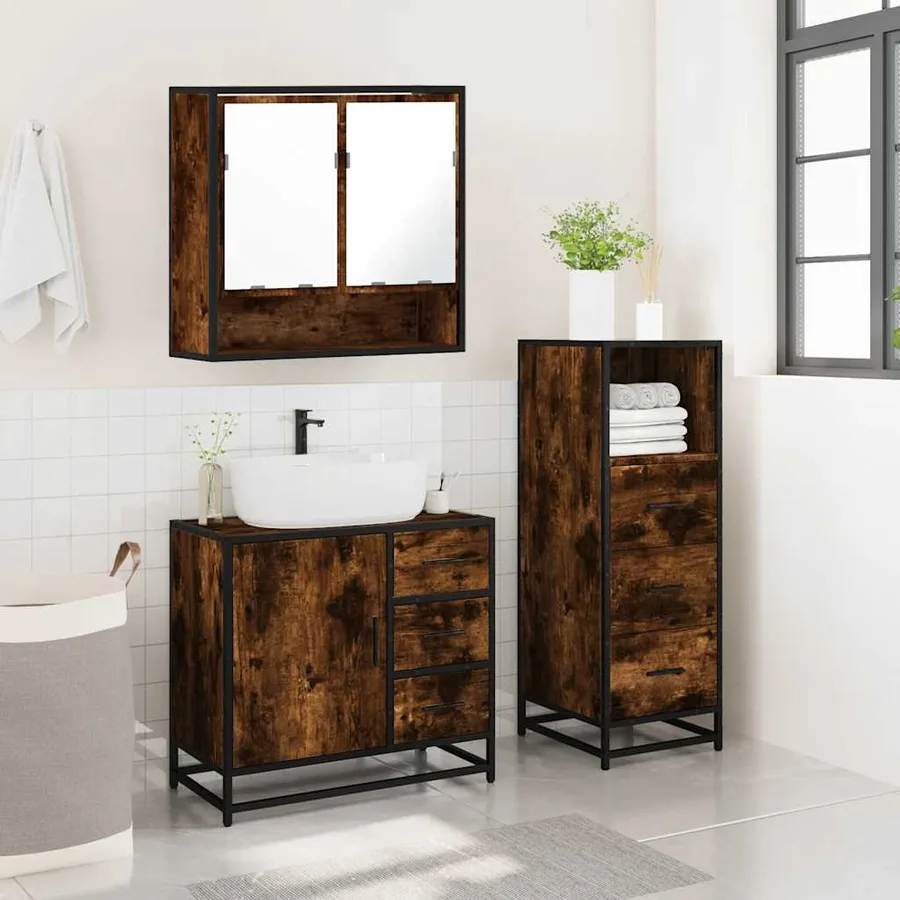 Ensemble de meubles de salle de bain 3 pcs Chêne fumé - 4