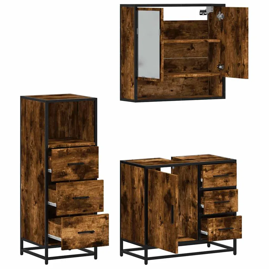 Ensemble de meubles de salle de bain 3 pcs Chêne fumé - 8