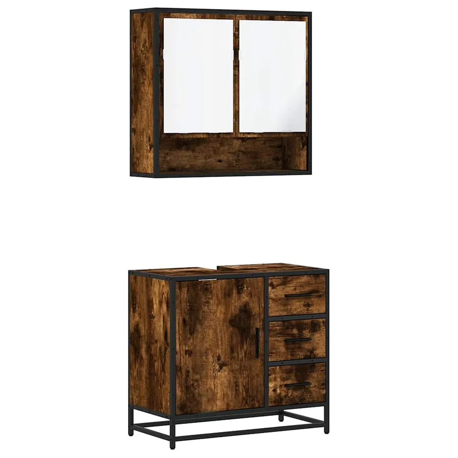 Ensemble de meubles de salle de bain 2 pcs Chêne fumé - 2