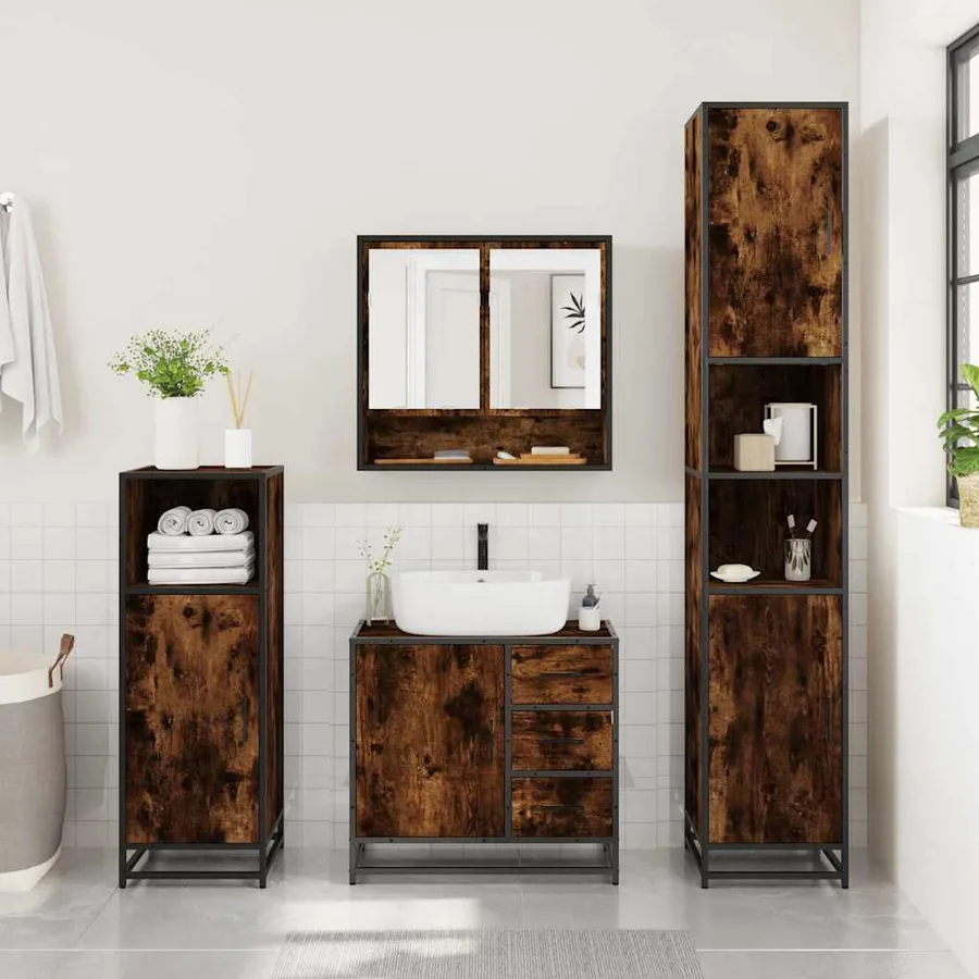 Ensemble de meubles de salle de bain 2 pcs Chêne fumé - 4