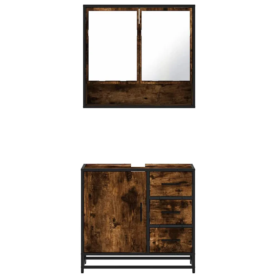 Ensemble de meubles de salle de bain 2 pcs Chêne fumé - 5