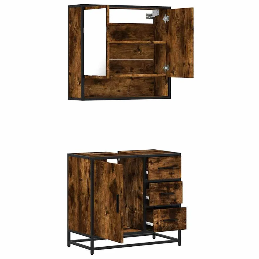 Ensemble de meubles de salle de bain 2 pcs Chêne fumé - 8