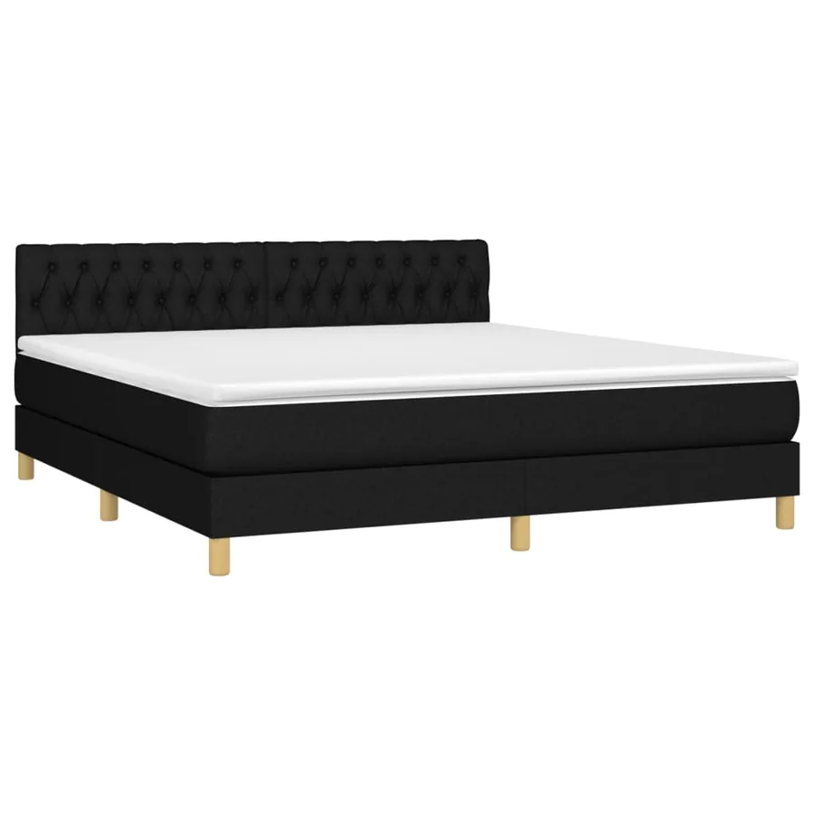 Sommier à lattes de lit avec matelas Noir 180x200 cm Tissu - 3