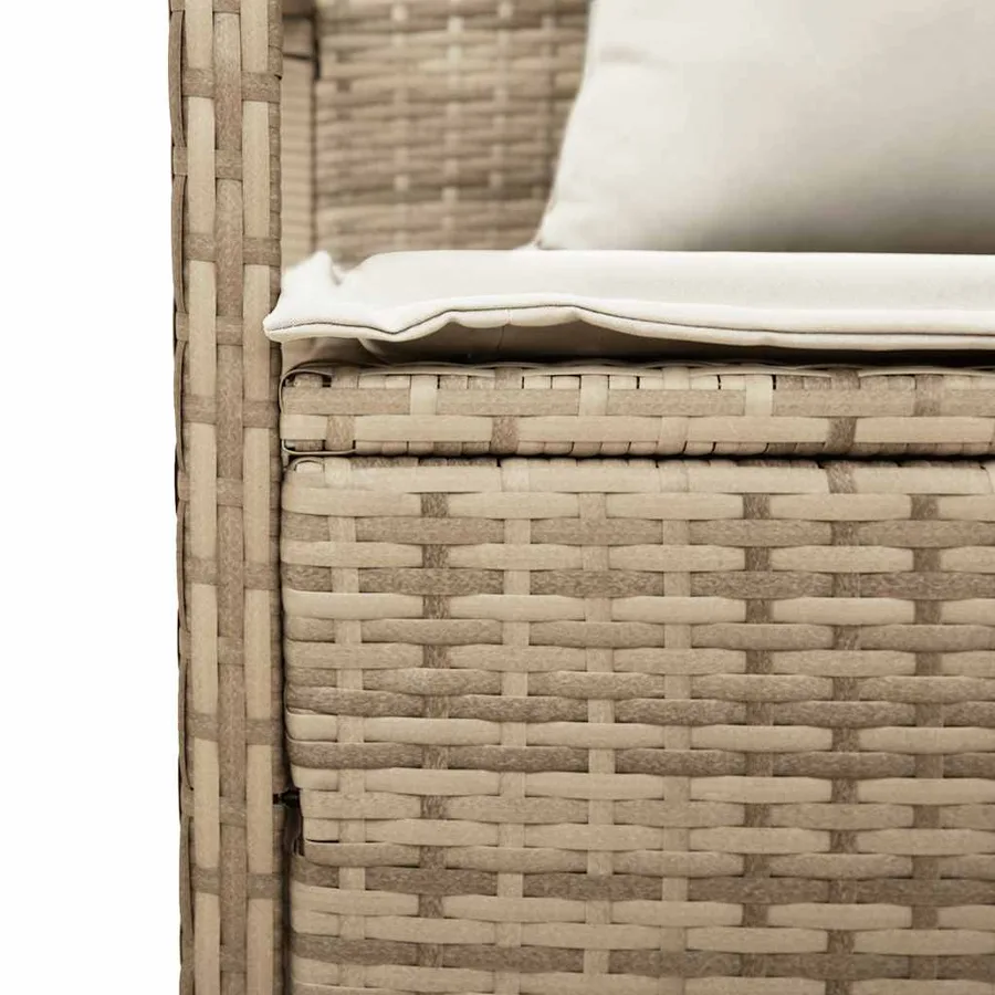 Banc de rangement de jardin avec coussin beige résine tressée - 11