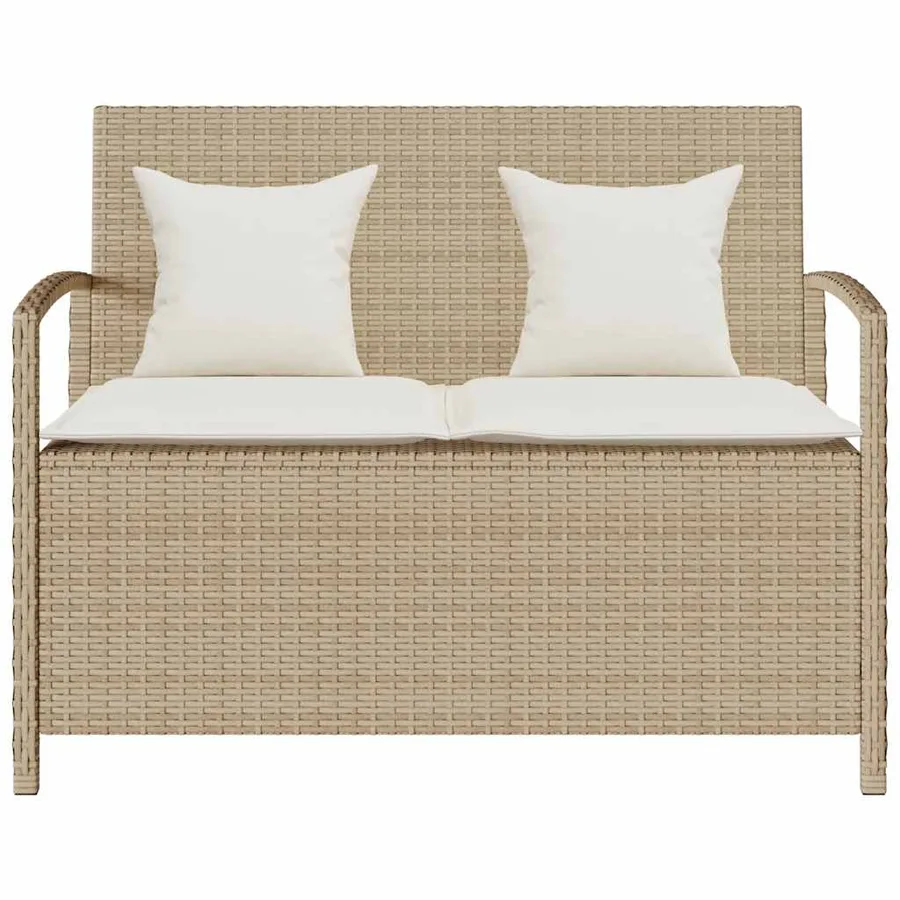Banc de rangement de jardin avec coussin beige résine tressée - 4