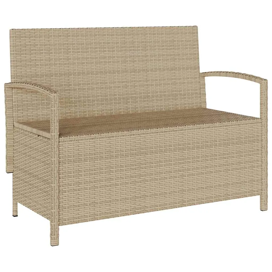 Banc de rangement de jardin avec coussin beige résine tressée - 5