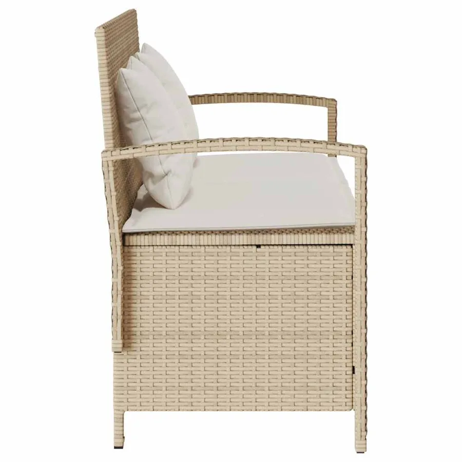 Banc de rangement de jardin avec coussin beige résine tressée - 7