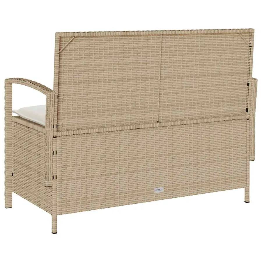 Banc de rangement de jardin avec coussin beige résine tressée - 8