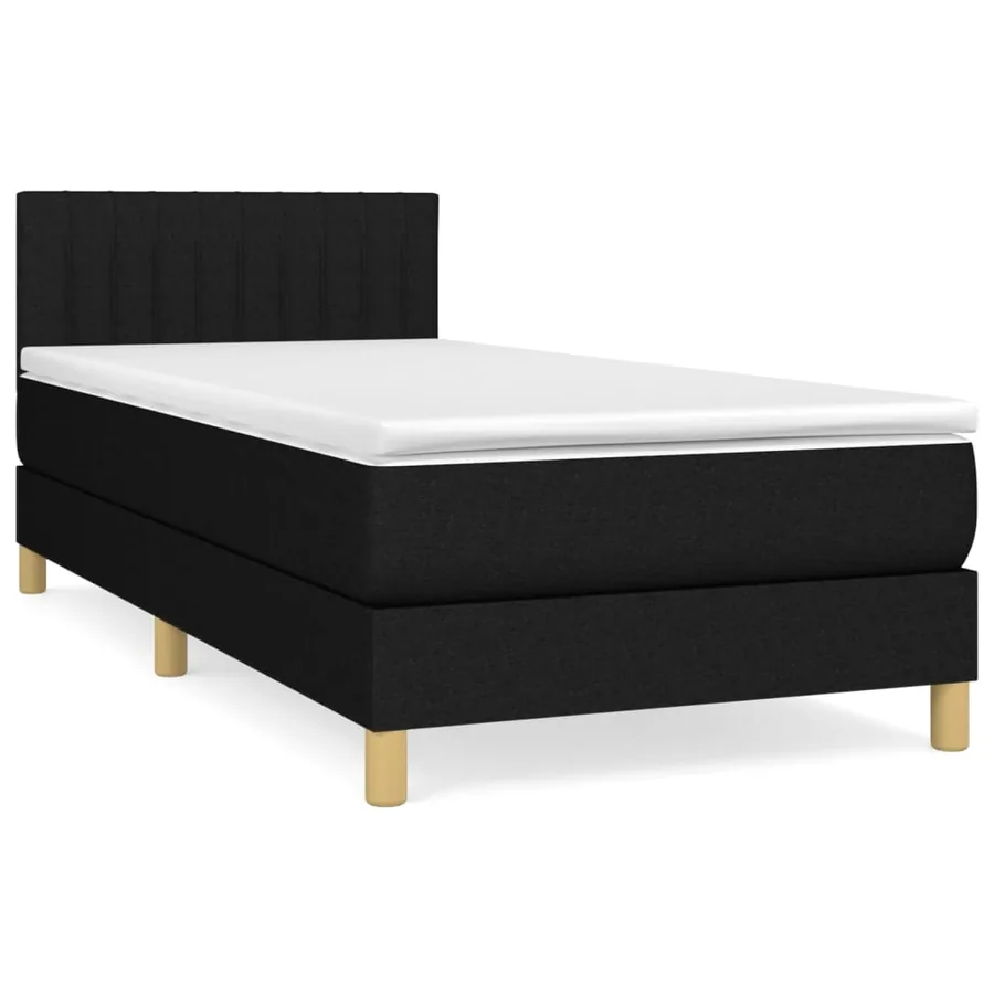 Sommier à lattes de lit et matelas Noir 80x200 cm Tissu - 2