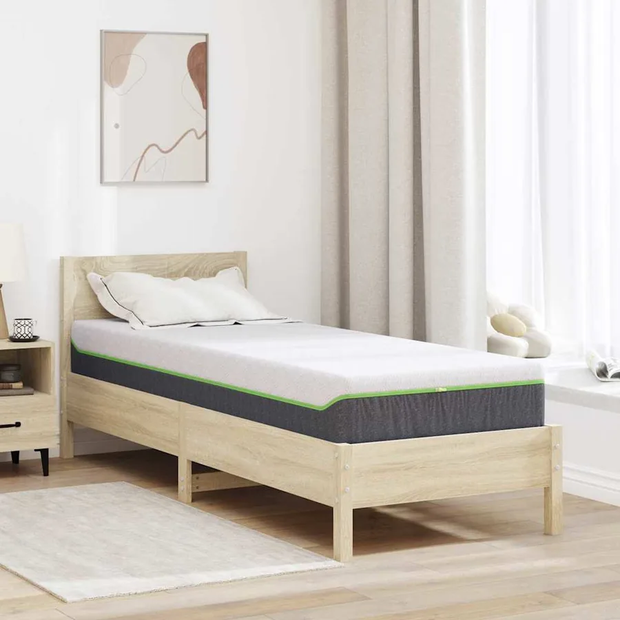 Matelas Blanc et Gris 80 x 200 cm Tissu jacquard