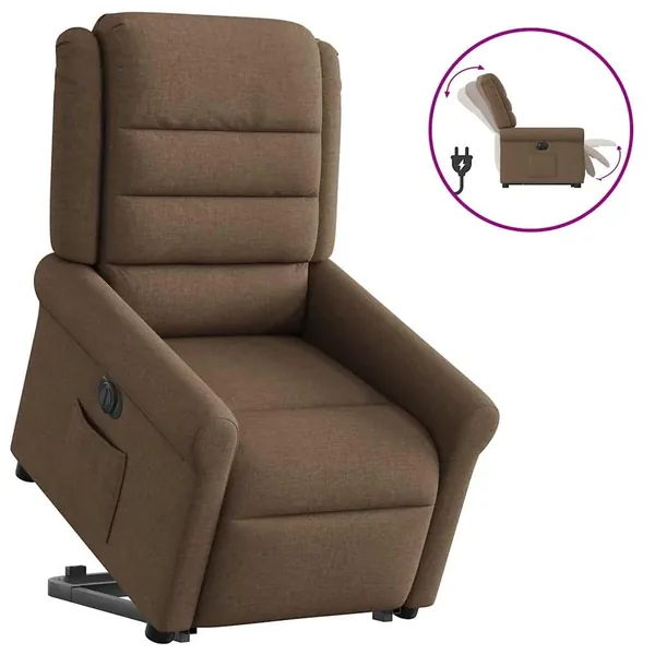 Fauteuil inclinable électrique marron tissu