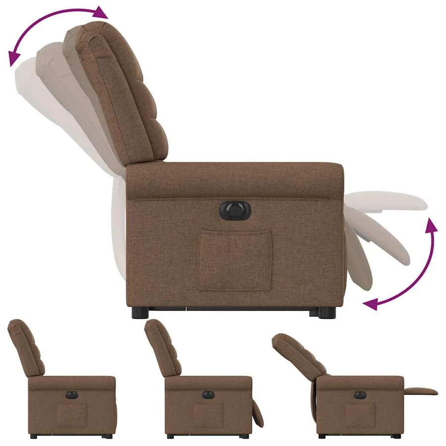 Fauteuil inclinable électrique marron tissu - 8