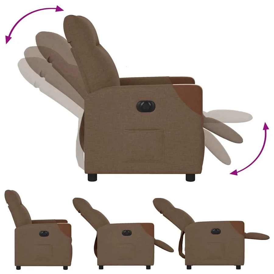 Fauteuil inclinable électrique Marron Tissu - 8