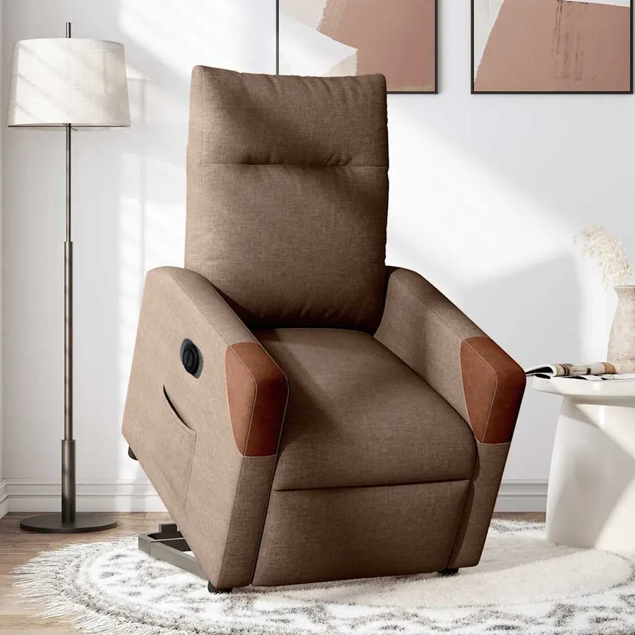 Fauteuil inclinable électrique marron tissu - 2